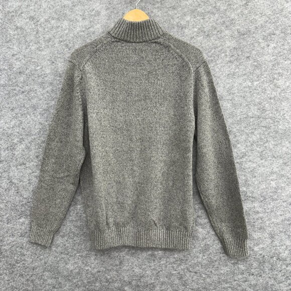 IZOD Sweater Men's Long Sleeve Gray Knitted Casual Preppy Button Mock Neck Large - Picture 2 of 10